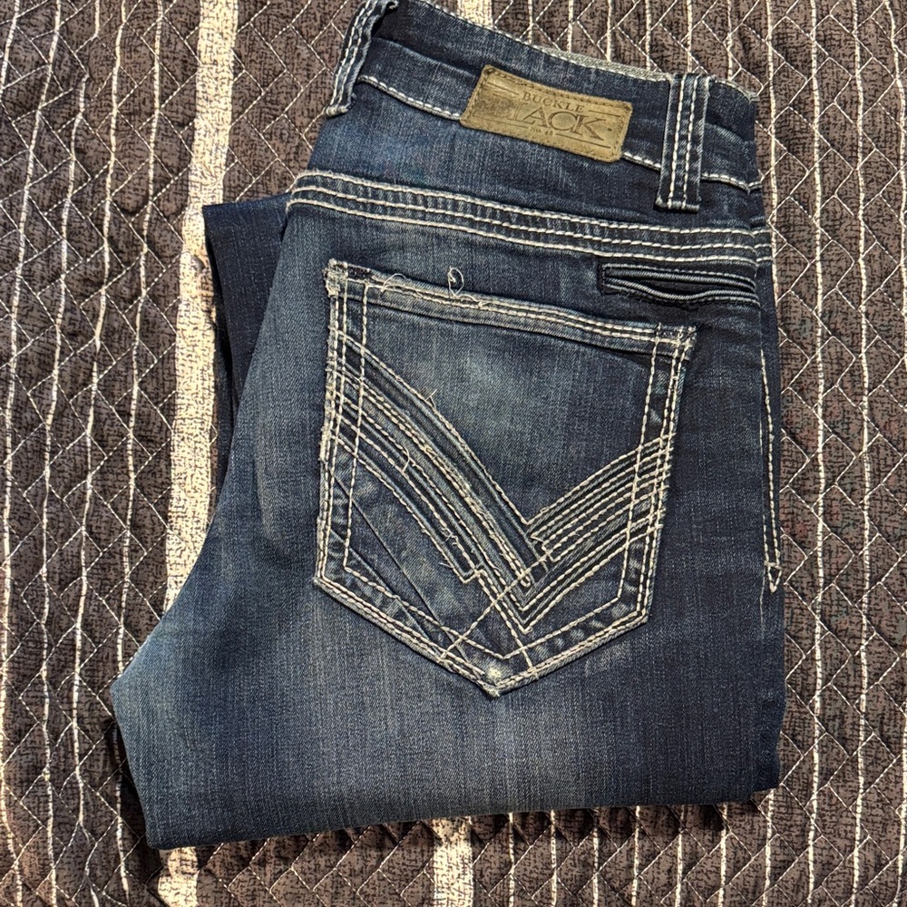 Blue Denim Jeans with Contrast Stitching